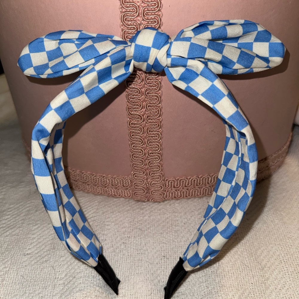 Blue and White Checkered Headband